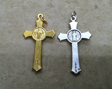 Load image into Gallery viewer, Benedictine Crucifix, silver ox or gold tone, abt 1.5 in tall