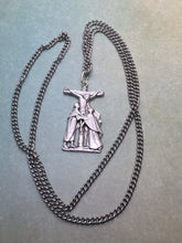 Load image into Gallery viewer, Crucifixion scene silver oxide pendant necklace