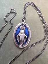 Load image into Gallery viewer, Blue Miraculous Medal holy medal necklace
