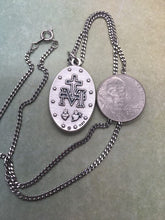 Load image into Gallery viewer, Blue Miraculous Medal holy medal necklace