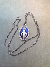 Load image into Gallery viewer, Blue Miraculous Medal holy medal necklace
