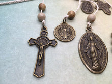 Load image into Gallery viewer, St. Benedict Home blessing cord, white w bronze finish