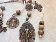 Load image into Gallery viewer, St. Benedict Home blessing cord, white w bronze finish