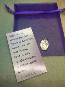 Guardian Angel Prayer Card and Holy Medal Gift Set