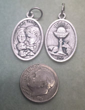 Load image into Gallery viewer, Choice -- Eucharist w Holy Spirit OR Sacred Heart OR Holy Family holy medal