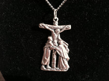 Load image into Gallery viewer, Crucifixion scene silver oxide pendant necklace