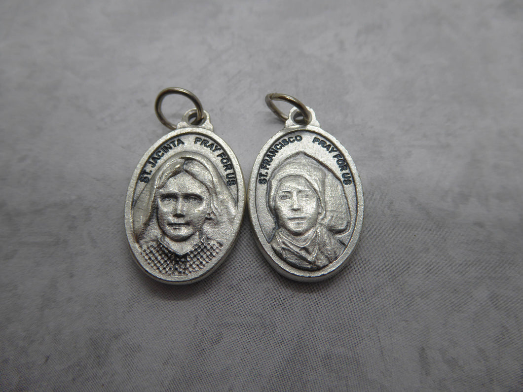 Sts. Francisco (1908-1919) & Jacinta Marto silver oxide holy medal