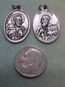 Sts. Peter & Paul holy medal - Catholic Saints and Apostles - patrons of evangelists, authors, public relations, bridge builders, fishermen
