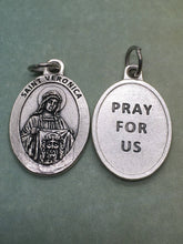 Load image into Gallery viewer, St. Veronica silver oxide holy medal
