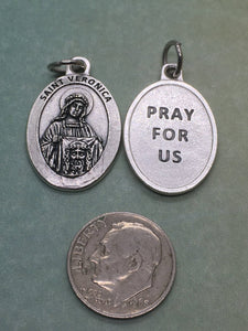 St. Veronica silver oxide holy medal