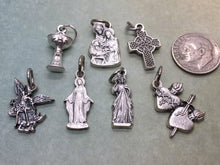 Load image into Gallery viewer, Catholic charms - Eucharist, St Michael the Archangel, OL of Grace, Divine Mercy, Celtic Cross, Sacred &amp; Immaculate Hearts, Holy Family

