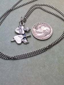Sacred Heart and Immaculate Heart charm necklace