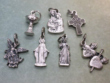 Load image into Gallery viewer, Catholic charms - Eucharist, St Michael the Archangel, OL of Grace, Divine Mercy, Celtic Cross, Sacred &amp; Immaculate Hearts, Holy Family

