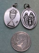Load image into Gallery viewer, Choice -- Eucharist w Holy Spirit OR Sacred Heart OR Holy Family holy medal
