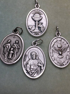 Choice -- Eucharist w Holy Spirit OR Sacred Heart OR Holy Family holy medal