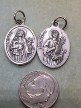 Load image into Gallery viewer, St. Agnes &amp; St. Cecilia silver oxide holy medal
