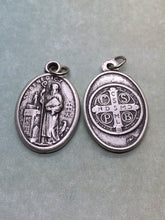 Load image into Gallery viewer, St. Benedict of Nursia (c.480-547) oval holy medal, 3 styles
