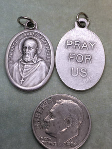 St. Francis de Sales silver oxide holy medal - Catholic saint - patron of authors, deaf people, educators, journalist, Catholic press
