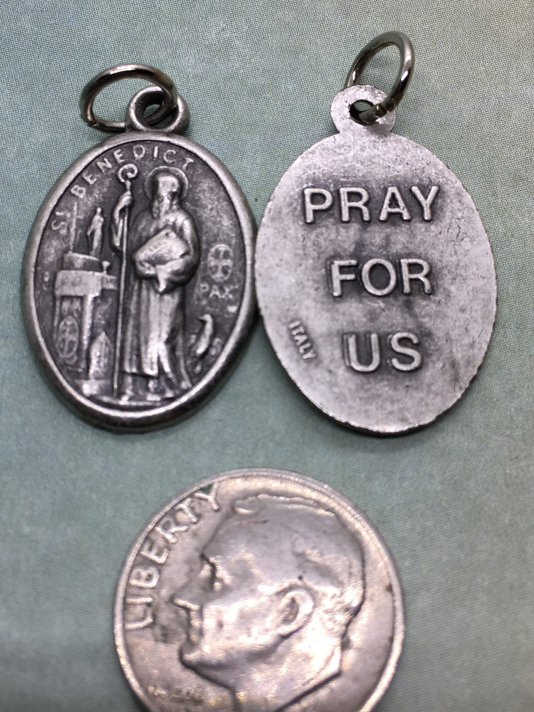 St. Benedict of Nursia (c.480-547) oval holy medal, 3 styles