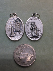 St. Bernadette (1844-1879) & Our Lady of Lourdes holy medal