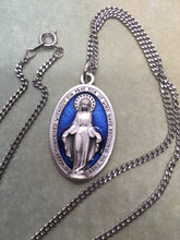 Load image into Gallery viewer, Blue Miraculous Medal holy medal necklace
