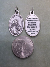 Load image into Gallery viewer, Madonna and Child Pro-life holy medal. God chose me, I chose life.
