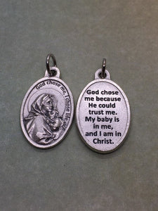 Madonna and Child Pro-life holy medal. God chose me, I chose life.