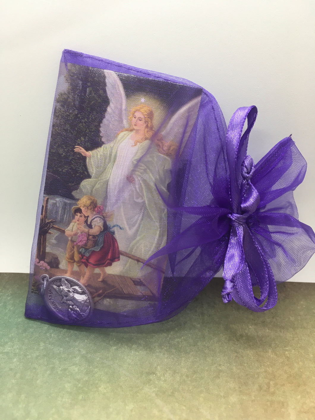 Guardian Angel Prayer Card and Holy Medal Gift Set