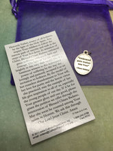 Load image into Gallery viewer, Blessed Chiara Badano prayer card and holy medal gift set - embraced pain makes one free.
