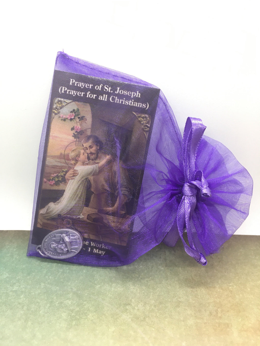 St. Joseph the Worker prayer card and holy medal gift set